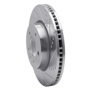 Land Rover LR3 Brake Rotor (1) - Front Right - R1 Concepts - Drilled & Slotted - Silver - `05-`07